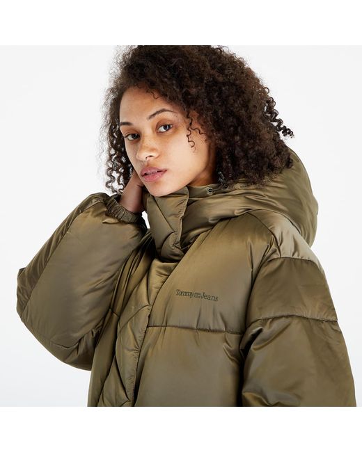 Tommy Hilfiger Green Coat Tommy Jeans Long Satin Puffer