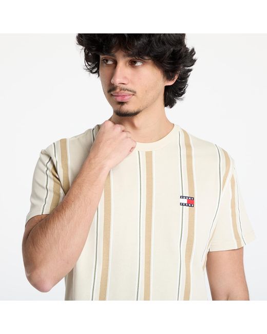 Maglietta Tommy Jeans Regular Vertical Stripe Tee di Tommy Hilfiger in White da Uomo