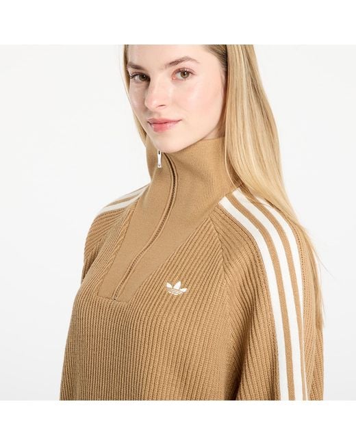 Adidas Originals Natural Sweater Adidas Funnel Neck Quarter Zip Sweatshirt Cardboard/ Off