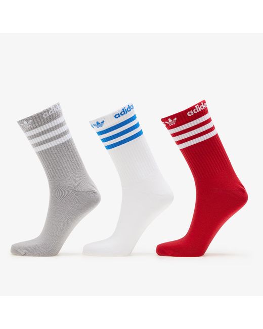 Adidas Originals Multicolor Adidas Adicolor Crew Socks 3-pack Mgh Solid Grey/ White/ Better Scarlet