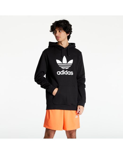 adidas trefoil pullover hoodie in black