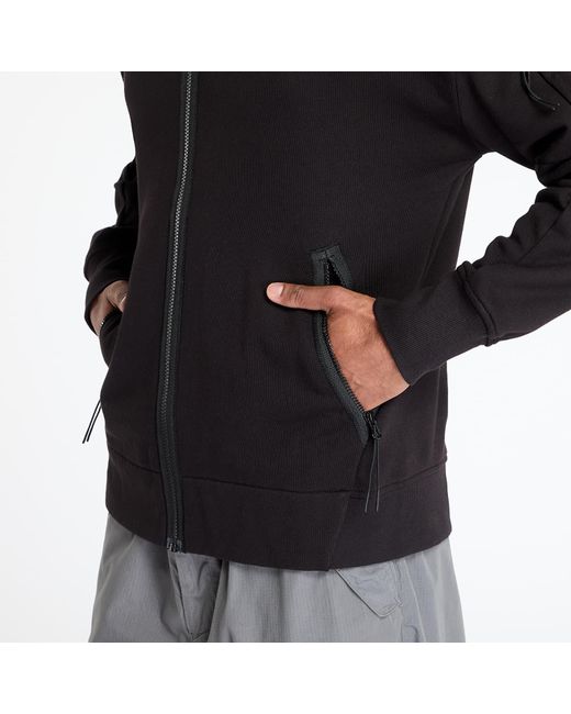 C P Company Black Sweatshirt Diagonal Raised Fleece Full Zip Hooded Sweatshirt for men