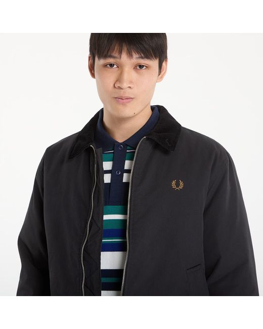 Fred Perry Black Jacket Cotton Caban Jacket for men