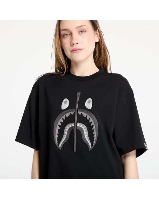 A Bathing Ape Black T-Shirt Chain Stitch Shark Relaxed Fit Tee