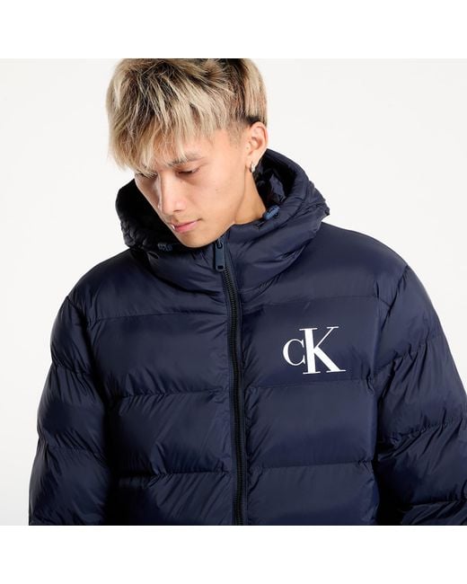 Calvin Klein Blue Jacket Jeans Ls Nylon Monogram Puff Jacket for men