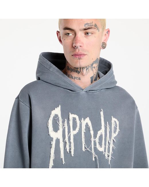 Felpa Insano Distressed Hoodie di RIPNDIP in Blue da Uomo