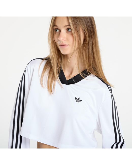 T-shirt adidas adicolor football jacquard crop long-sleeve top xs Adidas Originals en coloris Blue