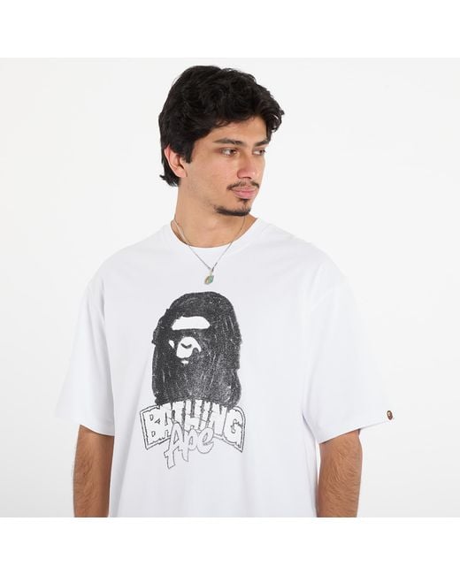 A Bathing Ape T-Shirt Hand Drawn Ape Head Relaxed Fit Tee in White für Herren
