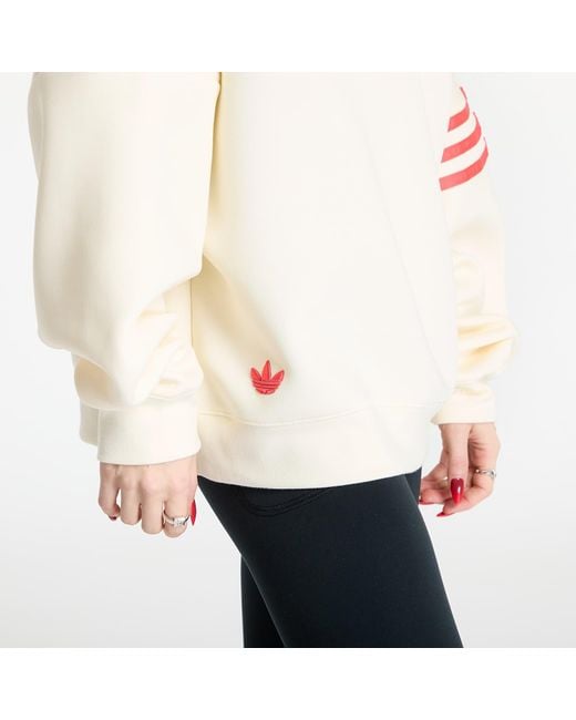 Adidas Originals White Sweatshirt Adidas Neuclassics Oversized Mock Neck Sweatshirt Cream/ Real Coral