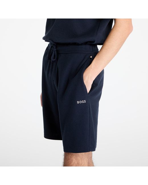 Boss Korte Broek Waffle Shorts in het Blue voor heren
