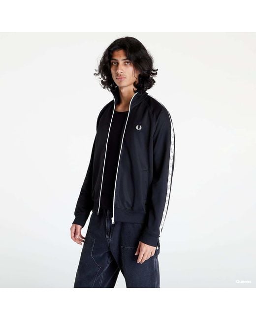 Fred Perry Sweatshirt Taped Track Jacket in het Black voor heren