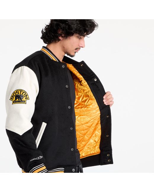 Mitchell & Ness Bomber Nhl Team History Varsity Jacket Current Logo Bruins in Black für Herren