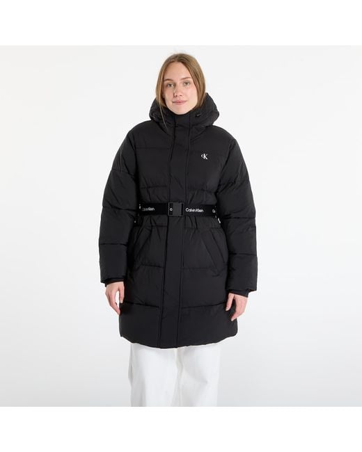 Calvin Klein Black Jacke Jeans Belted Midweight Coat