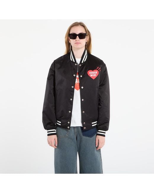 Human Made Black Jacket Nylon Stadium Jacket