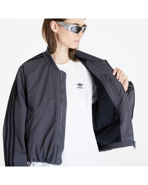Adidas Originals Blue Adidas Back Trefoil Oversized Sst Jacket Grey Six
