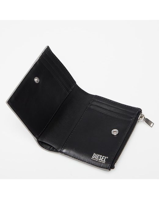 DIESEL White Bi-fold Zip Wallet Silver