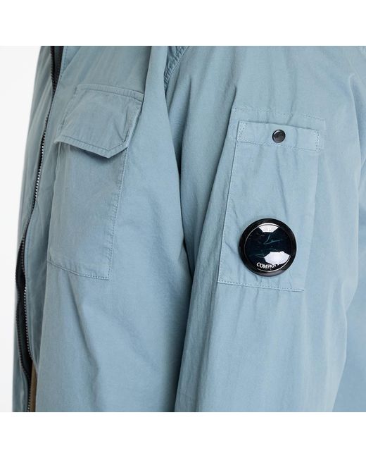 C P Company Blue Jacket Organic Gabardine Full Zip Overshirt for men
