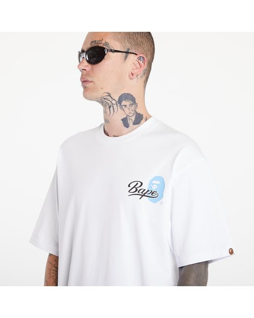 T-shirt cursive college logo relaxed fit short sleeve tee xxl A Bathing Ape pour homme en coloris White