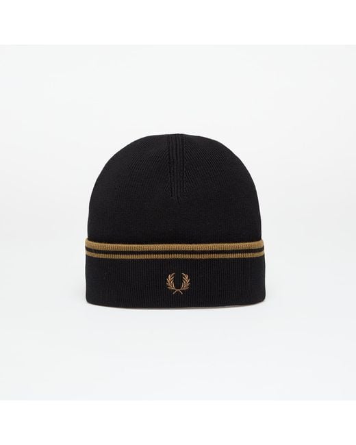 Fred Perry Black Twin Tipped Merino Wool Beanie/ Shadedston