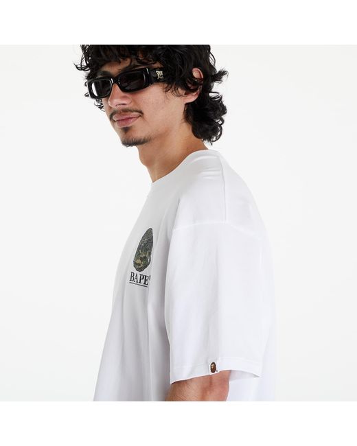 A Bathing Ape White Camo Stone Ape Head Relaxed Fit Tee for men
