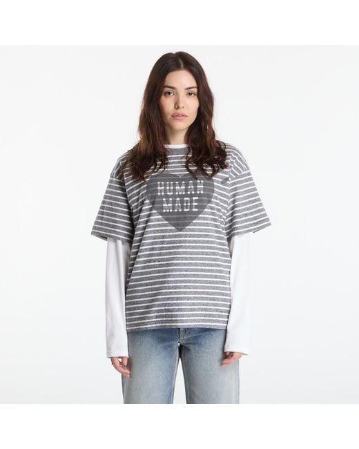 Human Made T-Shirt Heart Striped T-Shirt in het Gray