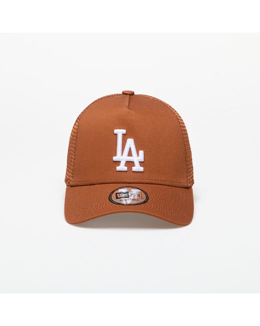 KTZ Brown Los Angeles Dodgers League Essential Trucker Cap / White