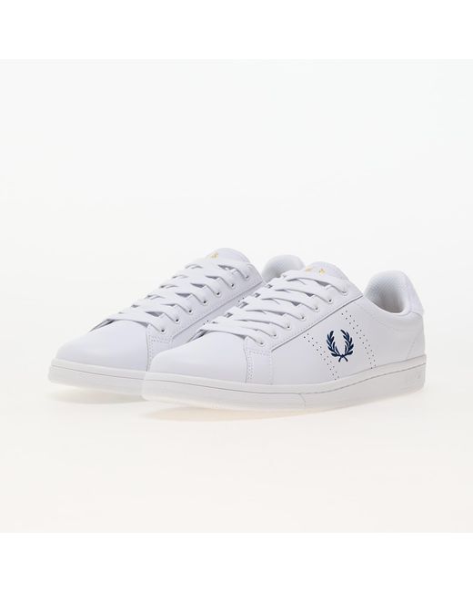 Fred Perry White Sneakers B721 Leather/ Towelling Wht/ Shade Cobalt Eur for men