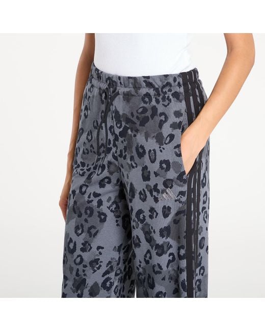 Adidas Originals Blue Pants Adidas W Animal Print 3 Stripes Open Hem Joggers/ Five