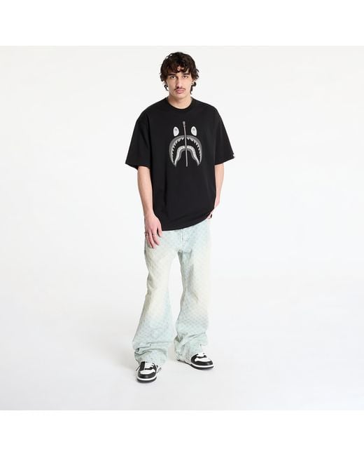 A Bathing Ape Black T-Shirt Chain Stitch Shark Relaxed Fit Tee