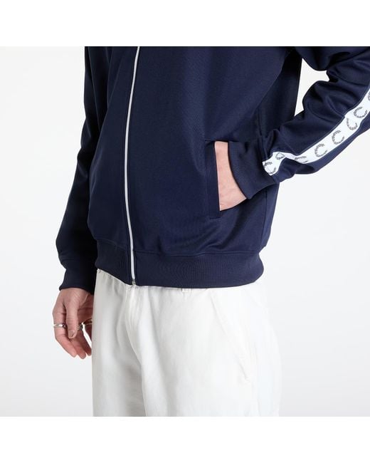 Fred Perry Blue Sweatshirt Taped Track Jacket for men