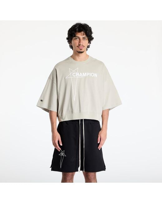 Maglietta X Champion Tommy Cropped Tee di Rick Owens in White da Uomo