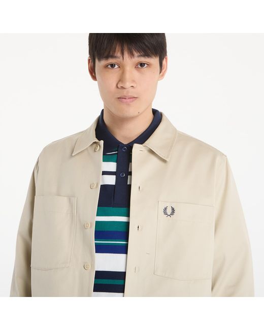 Fred Perry Jas Twill Overshirt in het Natural voor heren