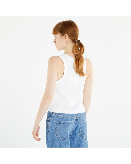 Calvin Klein White Jeans Tab Rib Tank Top Bright