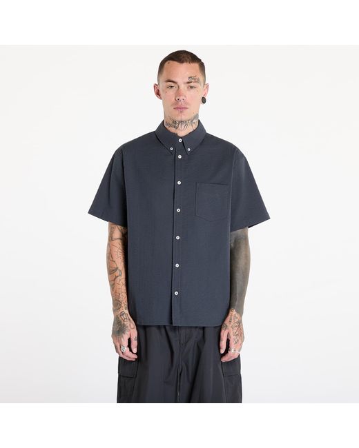 Nike Hemd Life Short-Sleeve Seersucker Button-Down Shirt Anthracite/ Anthracite in Blue für Herren