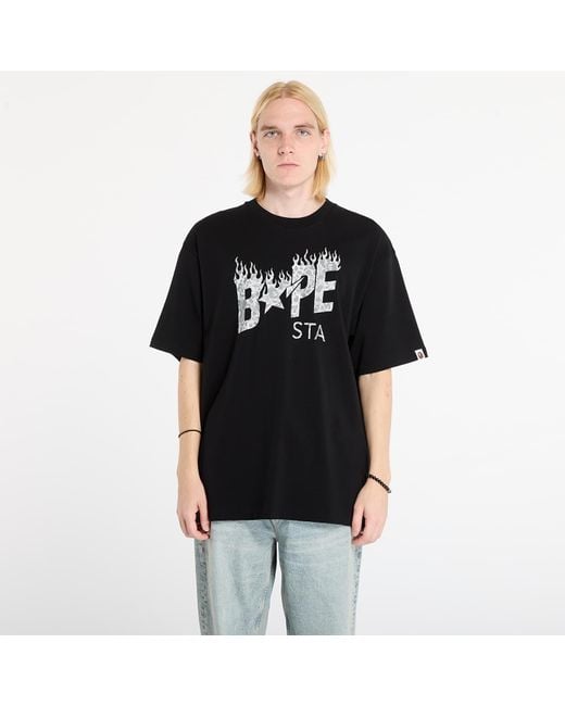 A Bathing Ape T-Shirt Wild Leopard Pattern Bape Sta Logo Relaxed Fit Tee in Black für Herren