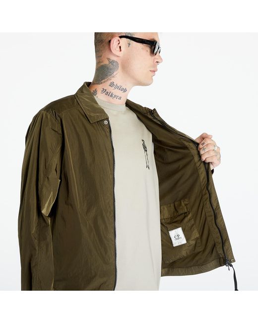 C P Company Green Chrome-r Zipped Overshirt Ivy for men