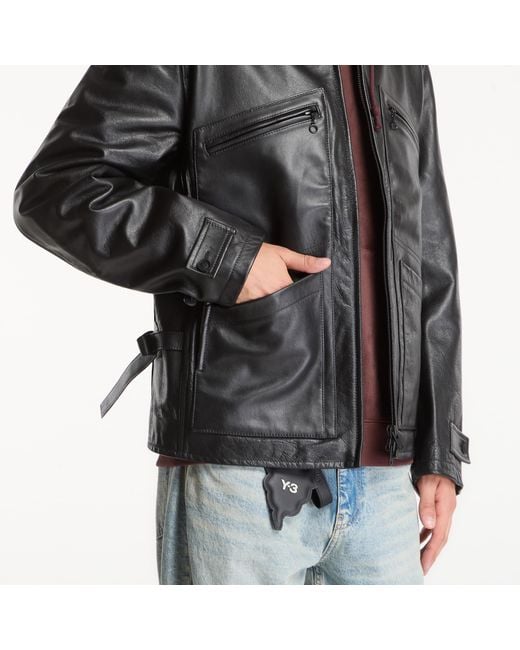 Y-3 Black Jacket Leather Blouson for men