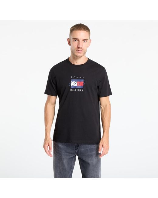 Tommy Hilfiger T-Shirt Linear Flag Graphic Tee in Black für Herren