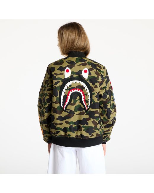 Giacca 1St Camo Shark Ma-1 Jacket di A Bathing Ape in Green