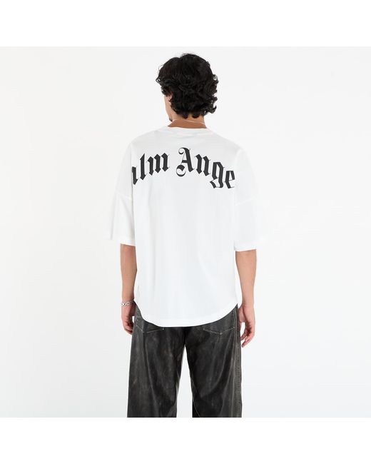 Palm Angels White T-Shirt Back Curved Logo Over Tee Off for men