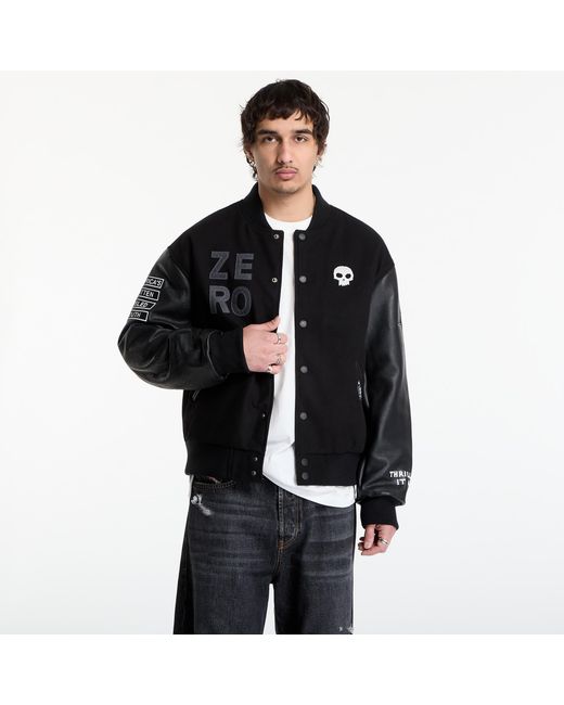 Pleasures Black Bomber Zero Varsity Jacket for men