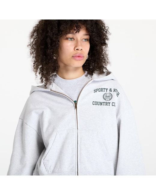 Sporty & Rich Sweatshirt Varsity Crest Cropped Zip Hoodie in het White