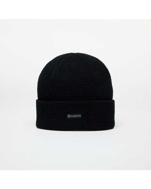Pleasures Black Old E Waffle Beanie for men
