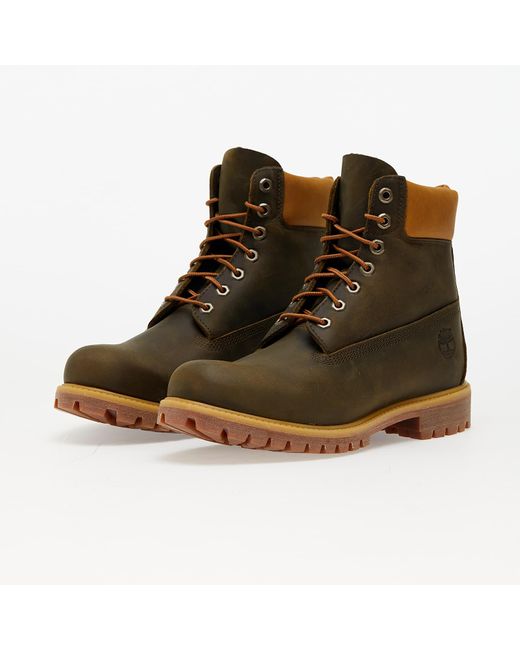 Timberland Brown 6 Inch Lace Up Waterproof Boot Olive for men