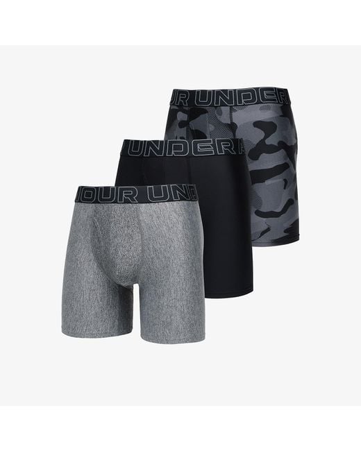 Under Armour Gray Ua Performance Tech 6" Boxerjock 3-Pack/ Castlerock for men