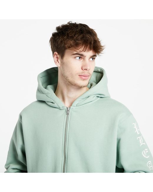 Pleasures Green Oe Zip Up Hooded Sweatshirt Matcha for men