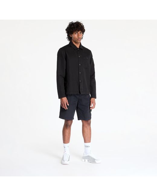 C P Company Black Jacket Cotton/Linen Full Zip Overshirt for men