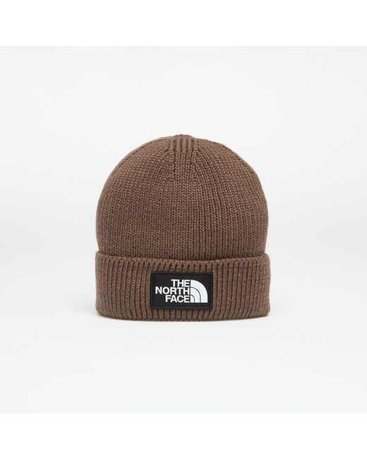 The North Face Brown Tnf Logo Box Cuffed Beanie