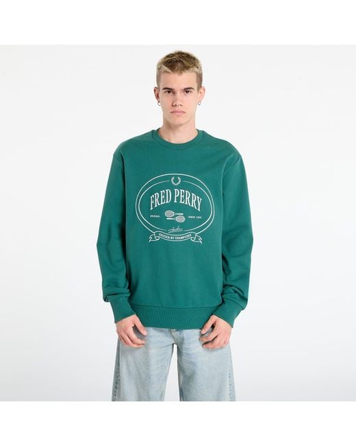 Felpa Chosen By Champions Sweatshirt di Fred Perry in Green da Uomo