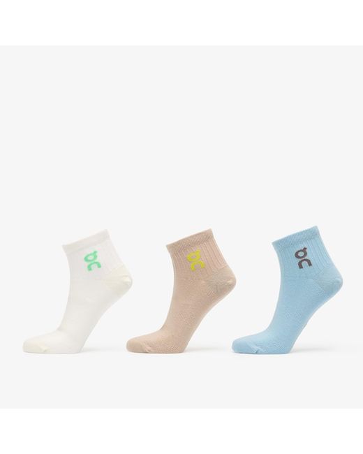 Logo sock mid 3-pack desert/ wash l On Shoes en coloris White